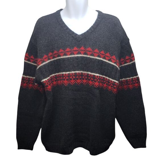 Structure Shetland Wool Sweater XL Nordic Knit Icelandic Style Woolmark Cert. - Picture 1 of 7